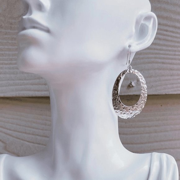Sterling Silver Dangle Hoop Earrings - Picture 3 of 4